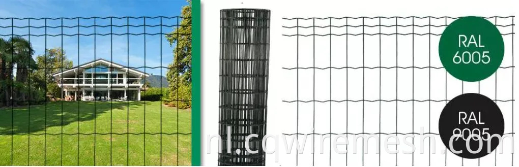 PVC gecoate gegalvaniseerde gelaste mesh euro hek draadrol 1.7/2,2 mm 100x50 mm netten tuinieren courtyard park softgroen grijze kleur